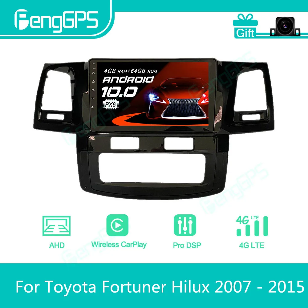 For Toyota Fortuner Hilux 2007 - 2015 Android Car Radio Stereo Multimedia Player 2 Din Autoradio GPS Navigation PX6 Unit Screen