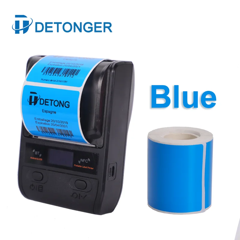 DETONGER DP23S 58mm Portable Thermal Printer with 4 Rolls Color Sticker Bluetooth Barcode Label Maker DP23S