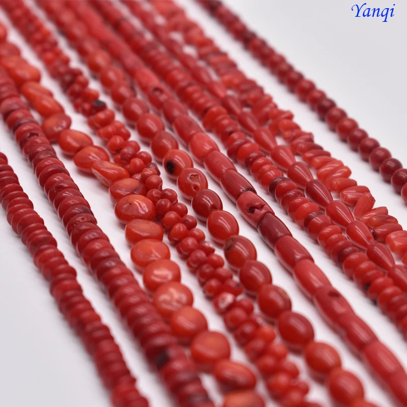 Natural Stone Bead Irregular Round Shape Red Coral Beads jewelry Spacer Beads Strand 15\