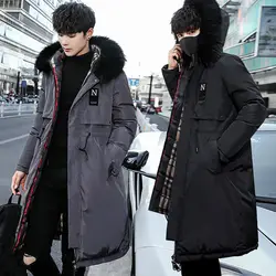 Fashion Winter Jacket Men Hooded Thicken Warm Parka Long Coat Casual Loose Mens Overcoat Cotton Padded Jacket Plus Size M-5XL