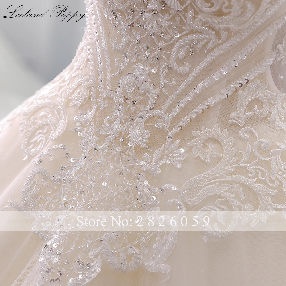 Lceland Poppy A-line Scoop Neck Champagne Wedding Dresses Cap Sleeves Crystal Beaded Bridal Gowns with Cathedral Train