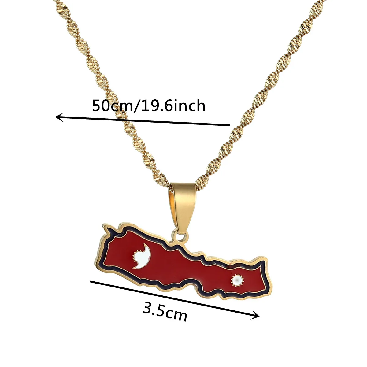 Stainless Steel Nepal Map Nepalese Flag Pendant Necklaces Unisex Ethnic Charm Jewelry