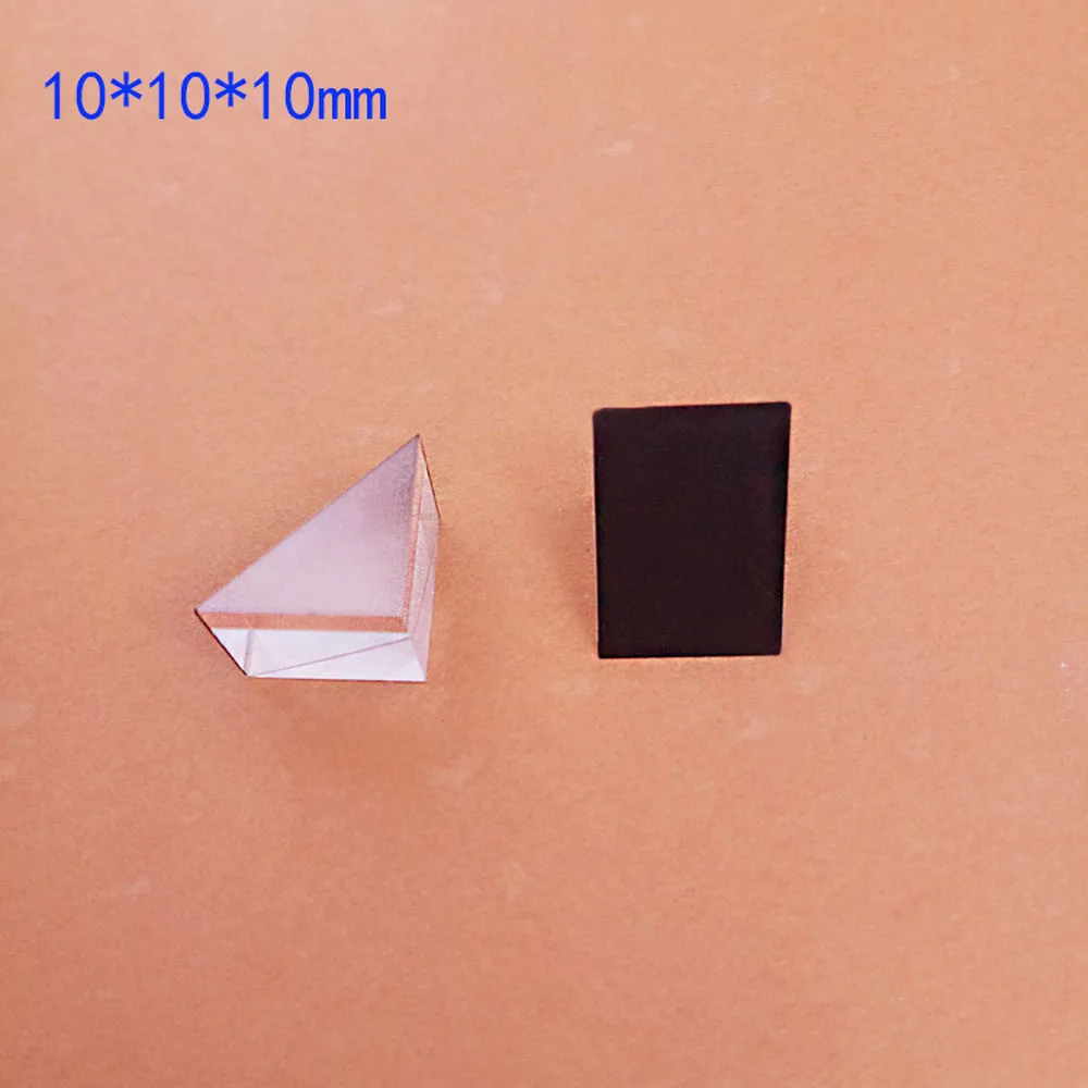 Imagem -06 - Prisma de Reflexão Interna de Ângulo Reto de 10 mm Vidro Óptico Teste de Experimento Prisma Triangular Espelho Aluminizado Prismas Pretos