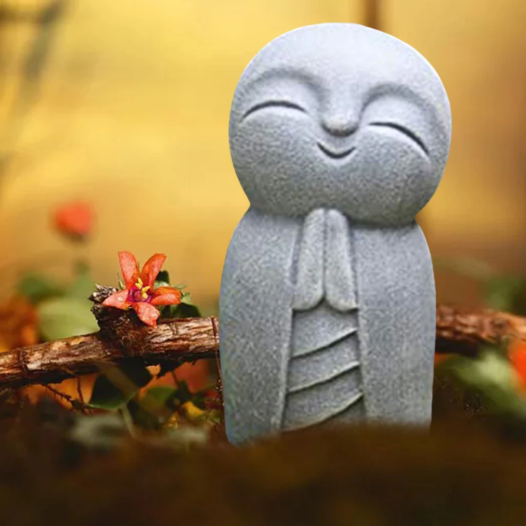 Buddha Statues Cute Little Jizo Buddha Sculpture Figurines Garden Ornaments Jizo Buddhas Japanese Buddha Mini Statue Ksitigarbha