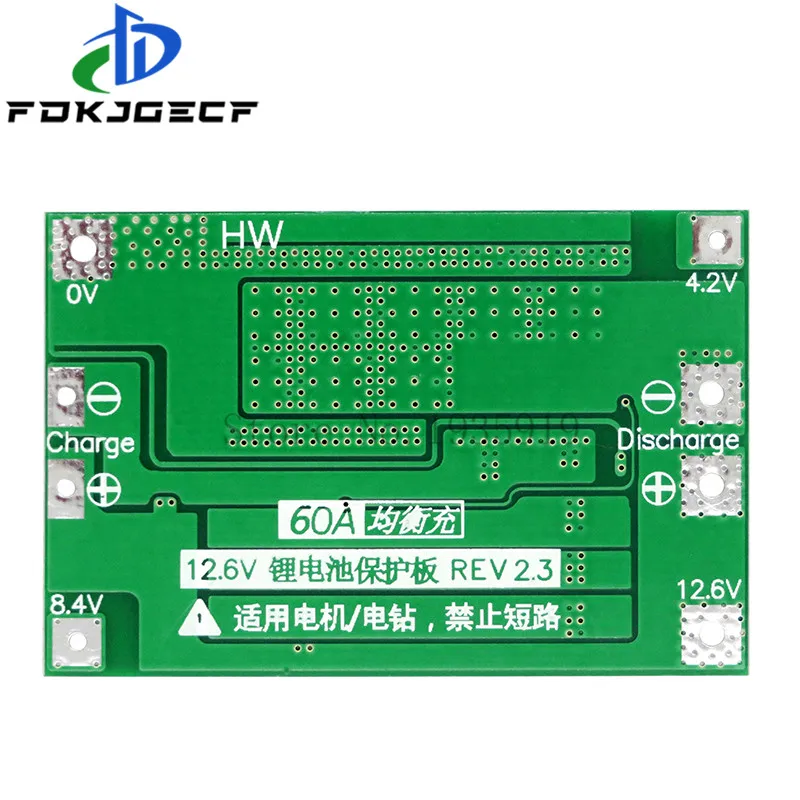 Wzmocnienie/balans 3S 60A płyta BMS/Li-ion 12.6V 18650 BMS PCM tablica zabezpieczająca baterię do akumulatora litowo-jonowego/18650 ładowarka