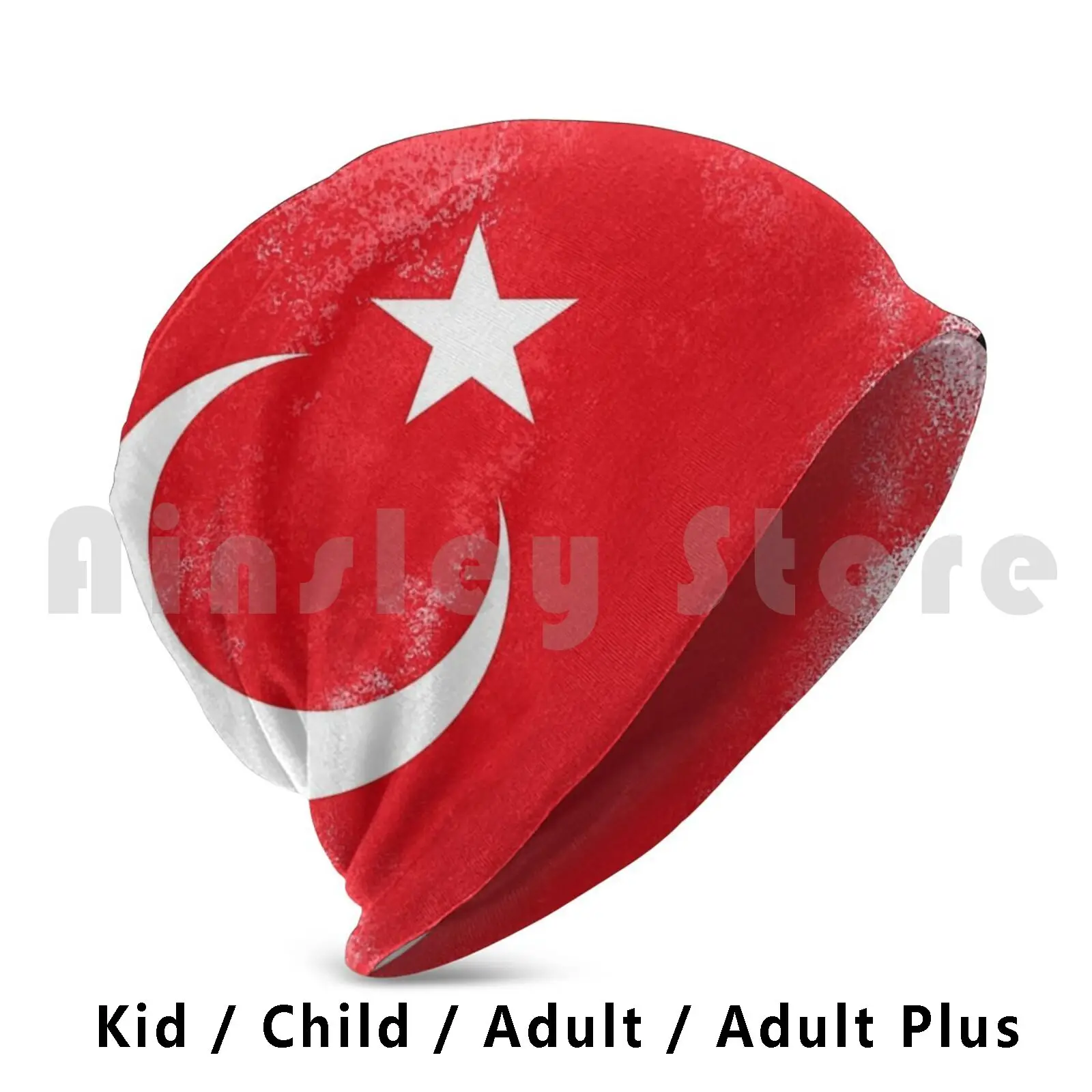 Turkey Flag Beanie Hedging Cap DIY Print Cushion Turkey Flag State National Islam Crescent Culture Nation Concept