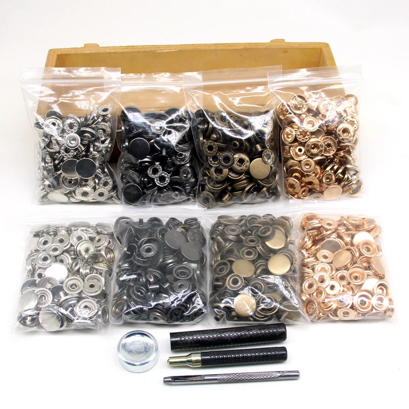 1 PACK Snap Buttons+Tools Metal Press Studs Snap Fasteners for Sewing Leathercraft Clothes Bags Bracelet Belt Accessory Crafts