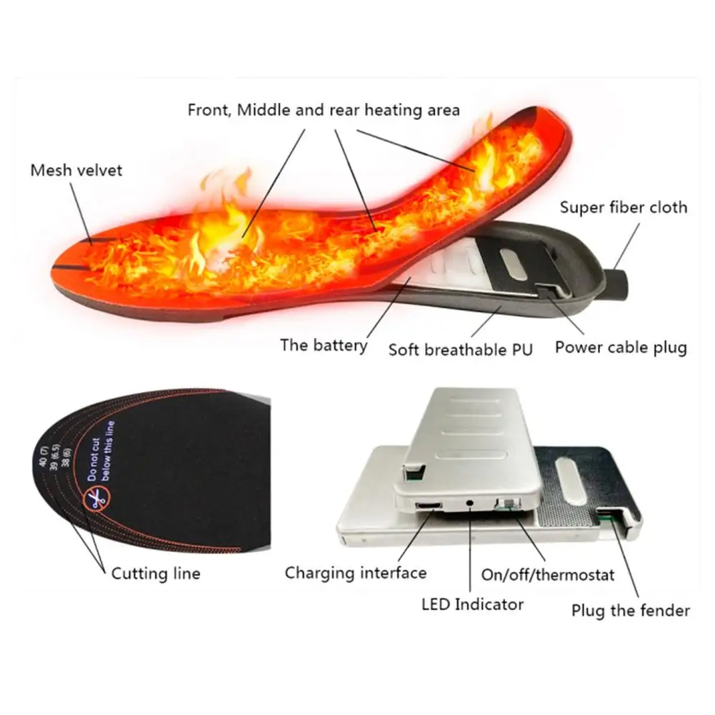 Imagem -05 - Palmilhas de Sapato Aquecidas Usb com Pés de Controle Remoto Tapete de Meia Quente Palmilhas de Aquecimento Elétrico Almofadas de Aquecedor Elétrico