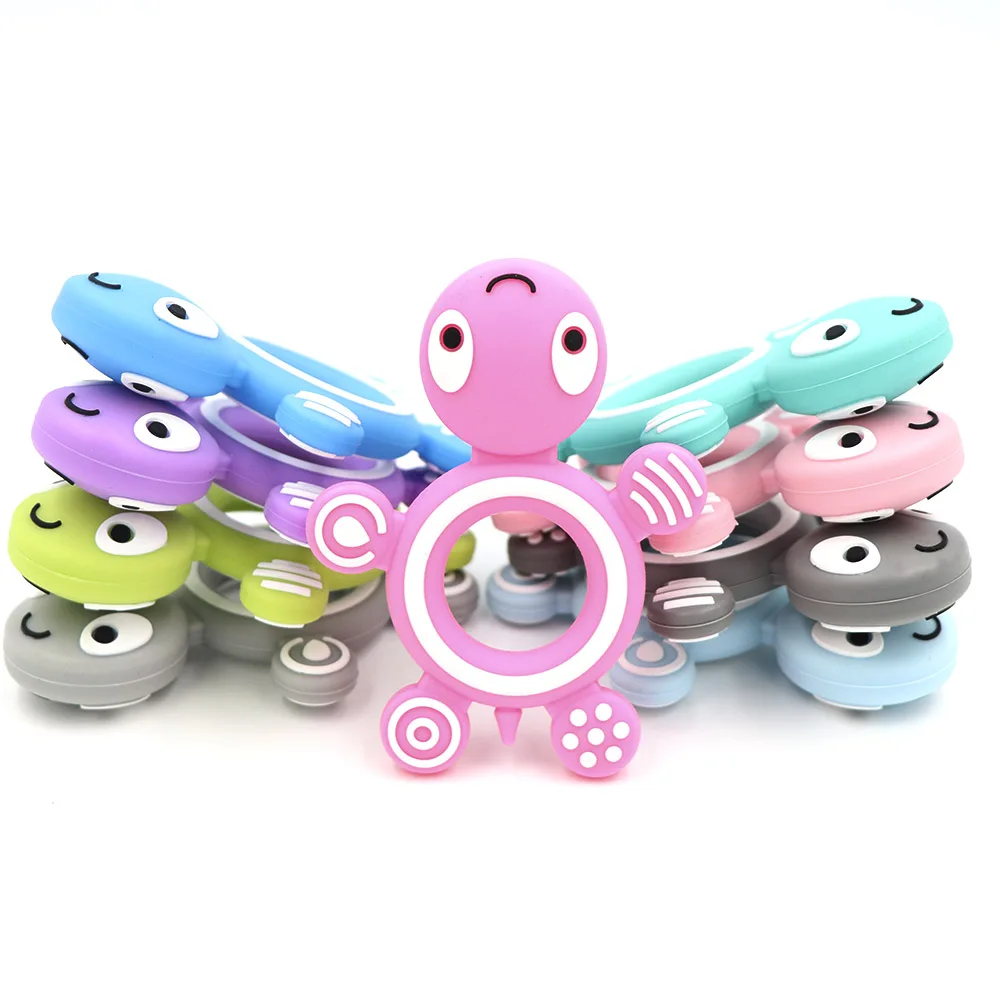 BOBO.BOX 1pc Silicone Teethers Food Grade Tiny Rod Teething Necklace BPA Free Baby Chewable Cartoon Animals Turtle Teether Toy