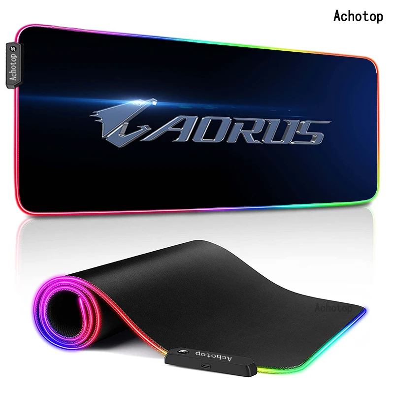 RGB Aorus игра коврики для мыши Коврик для мыши Аниме Мультфильм XXL большой геймерский коврик для мыши большая клавиатура настольный компьютер ...