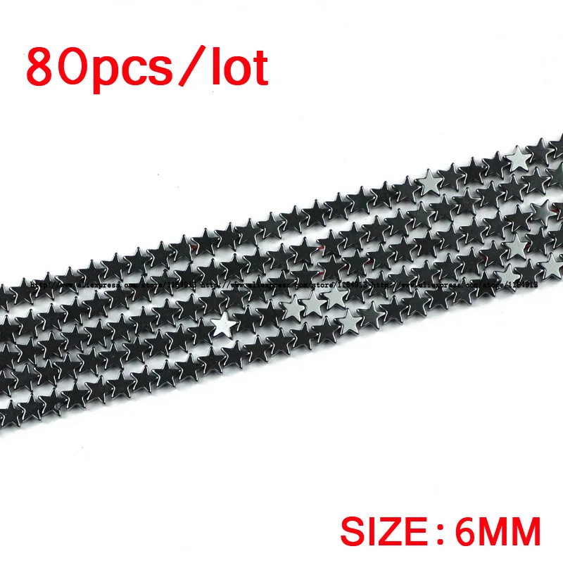 6/8/10MM Pentagram Five-Pointed Star Black Hematite Natural Stone Charms Loose Beads For Jewelry Bracelet Making DIY Accessories