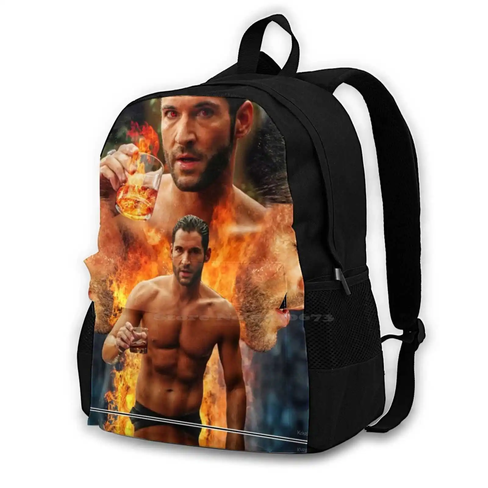 Tom Ellis-Lucifer Is Risen Teen College Student Backpack Laptop Travel Bags Lucifer Tom Ellis Sexy Pool Shirtless Lucifer