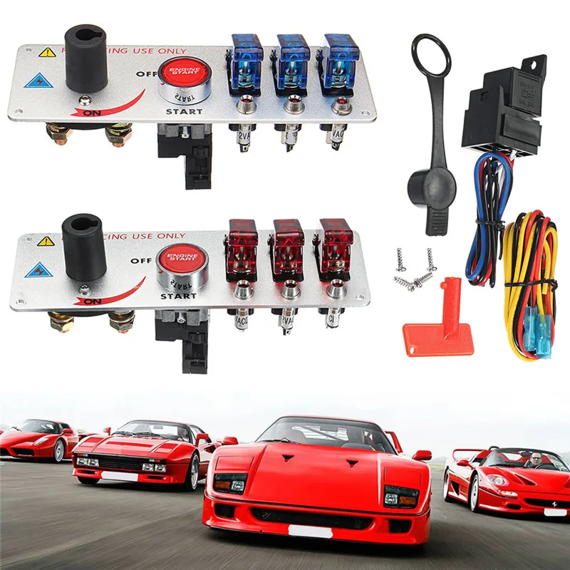 New 12V Auto LED Toggle Ignition Switch Panel High Quality Durable Strong Convenient Racing Car Engine Start Push Set Kit#294386