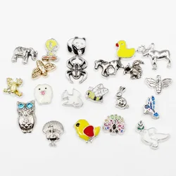 20pcs/lot Bees Horses Birds Pandas Elephants Deer Enamels Animals Floating Charms For Glass Lockets Memory Pendant Jewelry