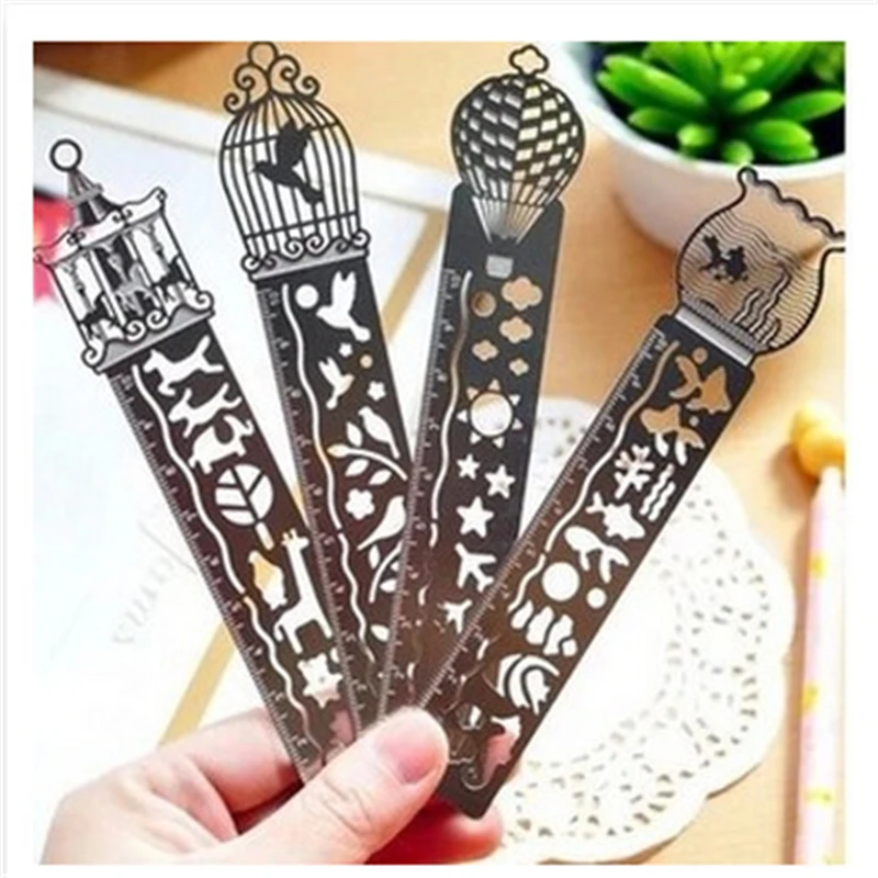 G403 Korean retro hollowed out ruler multi function creative scale painting Stationery office supplies for students stationery o