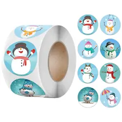 50-500pcs seal label sticker Merry Christmas sticker 1 inch snowman Christmas, for party DIY packaging stationery sticker