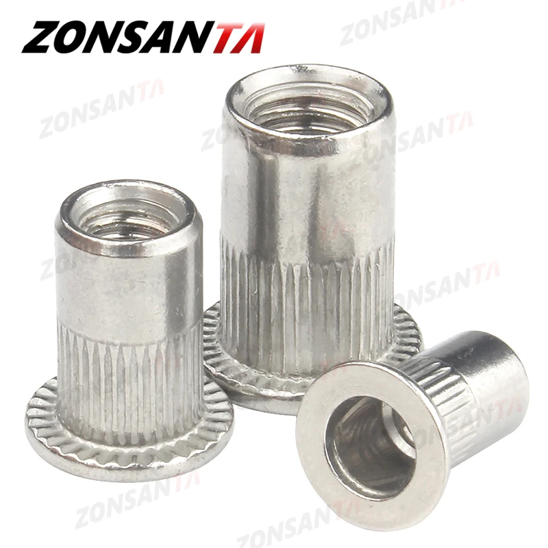 Zonsanta Klinknagel Moer 304 Rvs M4 M5 M6 M8 M10 Rivnut Platte Kop Schroefdraad Klinknagel Insert Nutsert Cap Geperforeerde klinknagel Noten