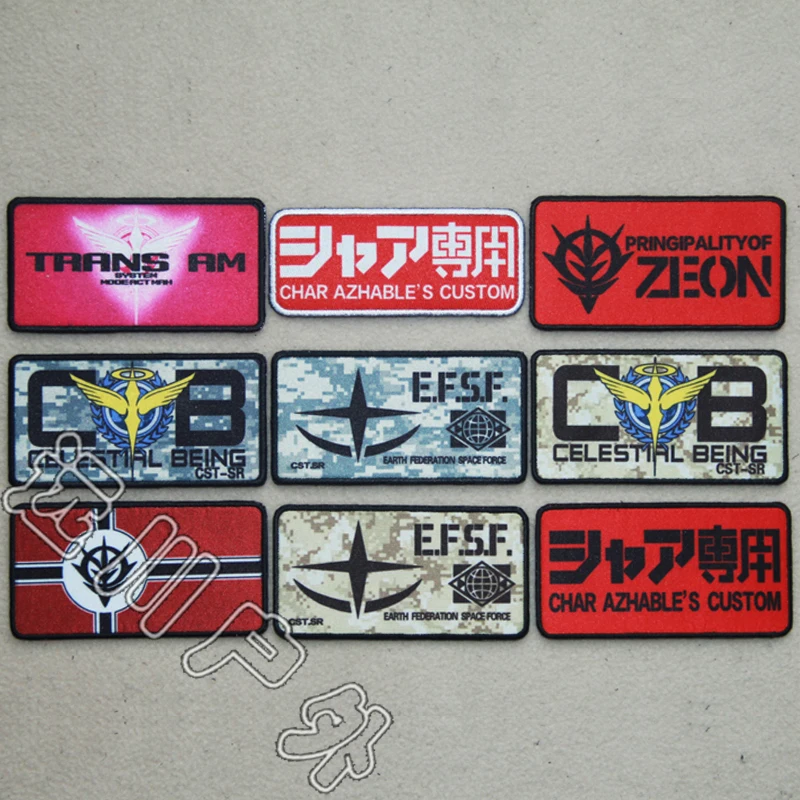 Mobile Suit Gundam 00 Printed Patches Gene Yasumian Organization EFSF Personalized Armband Backpack Sticker Patch