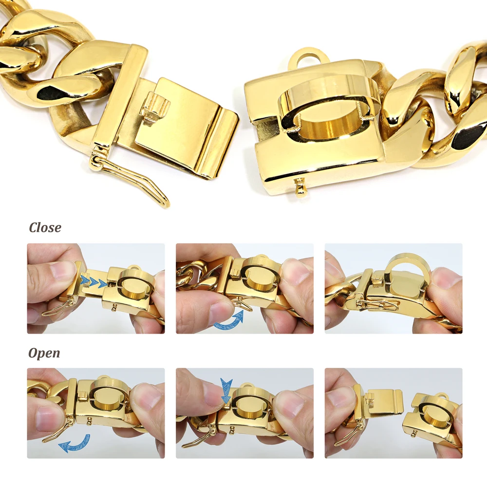 Imagem -05 - Coleira de Corrente Super Forte Garfo de Pet Slip Choke Prateado Dourado Coleiras Chian para Cães Pequenos e Grandes Pitbull Buldogue Aço Inoxidável