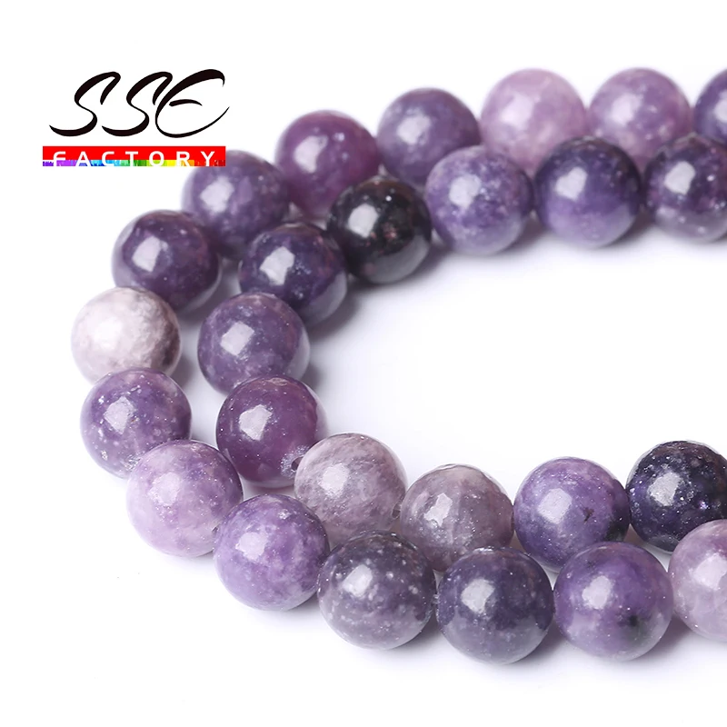 

Natural Stone Beads Purple Lepidolite Round Loose Beads For Jewelry Making DIY Bracelet Necklace Accessories 15'' 4/6/8/10/12mm