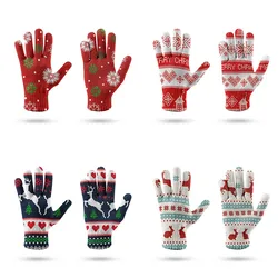 Rode Kerst Elanden Handschoen Vrouwen Mannen Stretch Knit Mittens Antislip Elastische Compressie Handschoenen Chic Kerstcadeau Luvas