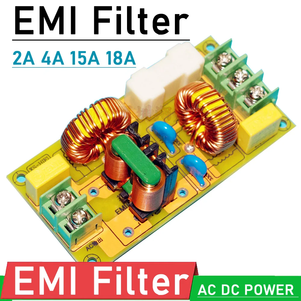 Filtro ac dc Power Interferência Eletromagnética Purificador de Potência Amplificador Filtro de Ruído 2a 8a 15a 25a