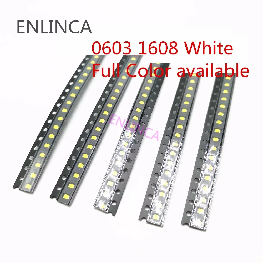 100pcs 0603 1608 SMD LED Chip 2-3V Blue Red White Green Yellow pink Purple UV orange Light Emitting Diode SMT Light-Emitting