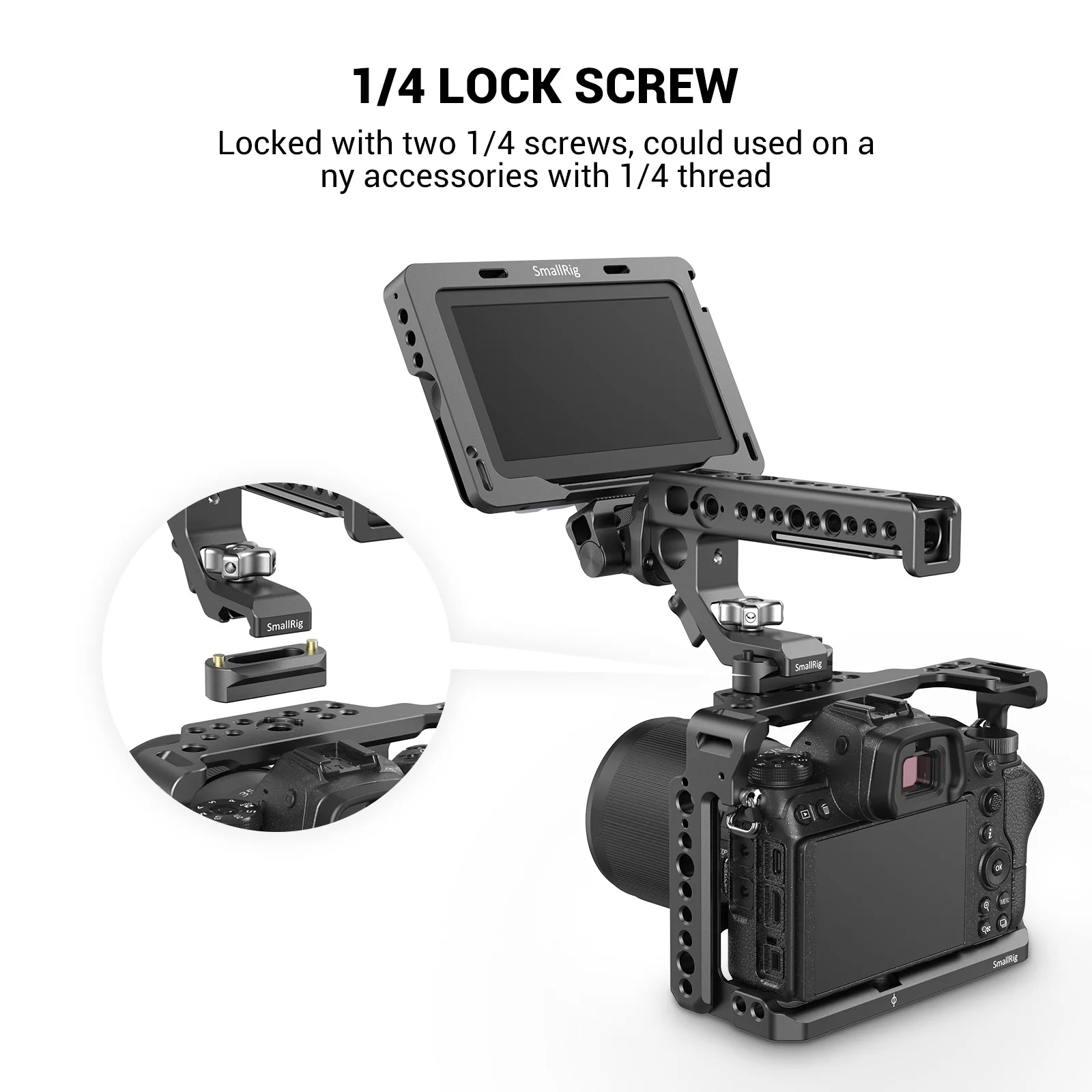 SmallRig Quick Release Safety Nato Rail (46mm) With 1/4'' Screws For Nato Handle EVF Mount 4cm 1.57 Inches Long- 1409