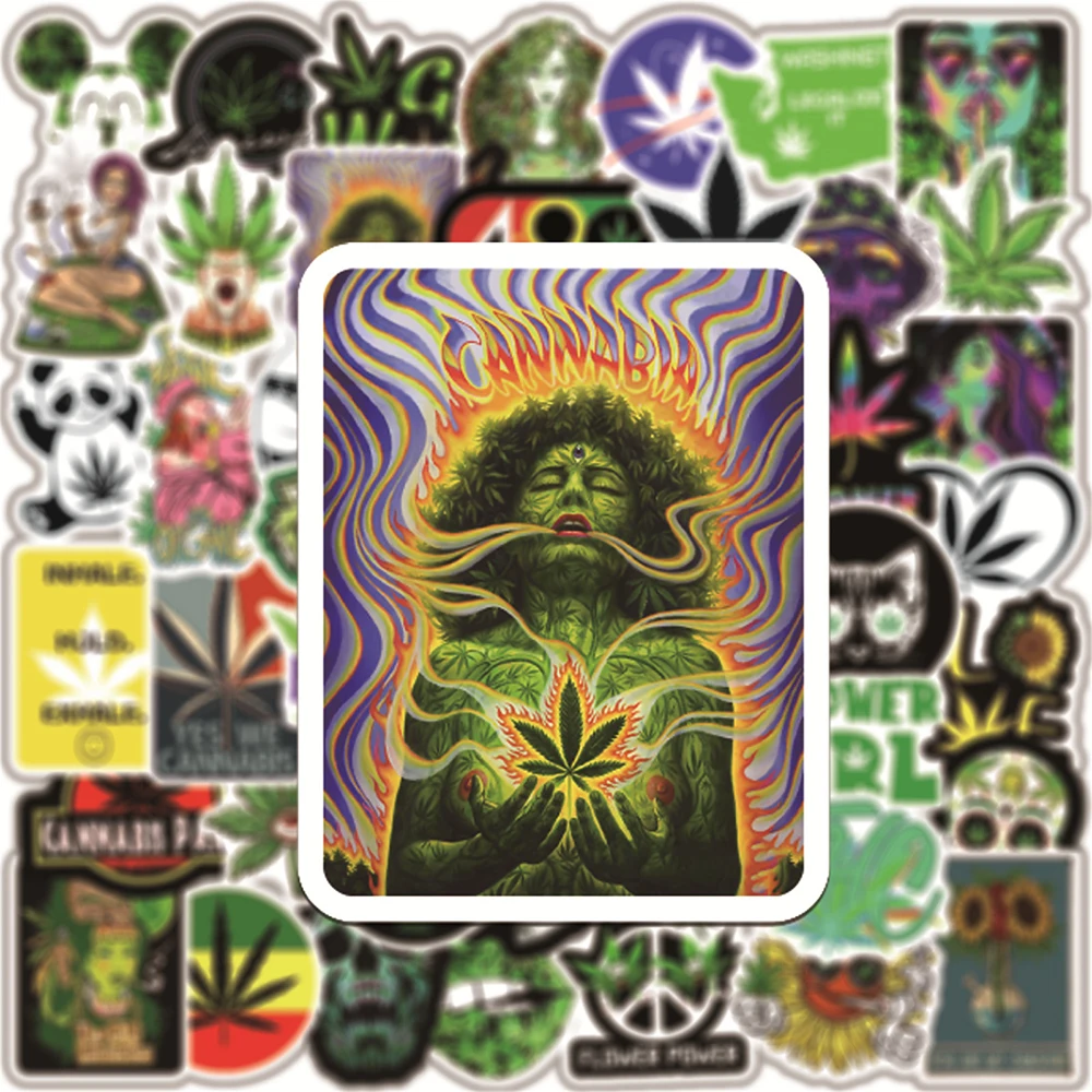 

10/50/100PSC Horror Cool Characters Leaves Weed Smoking Graffiti Stickers Skateboard Laptop Phone Bike Sticker Decal Kid Toy