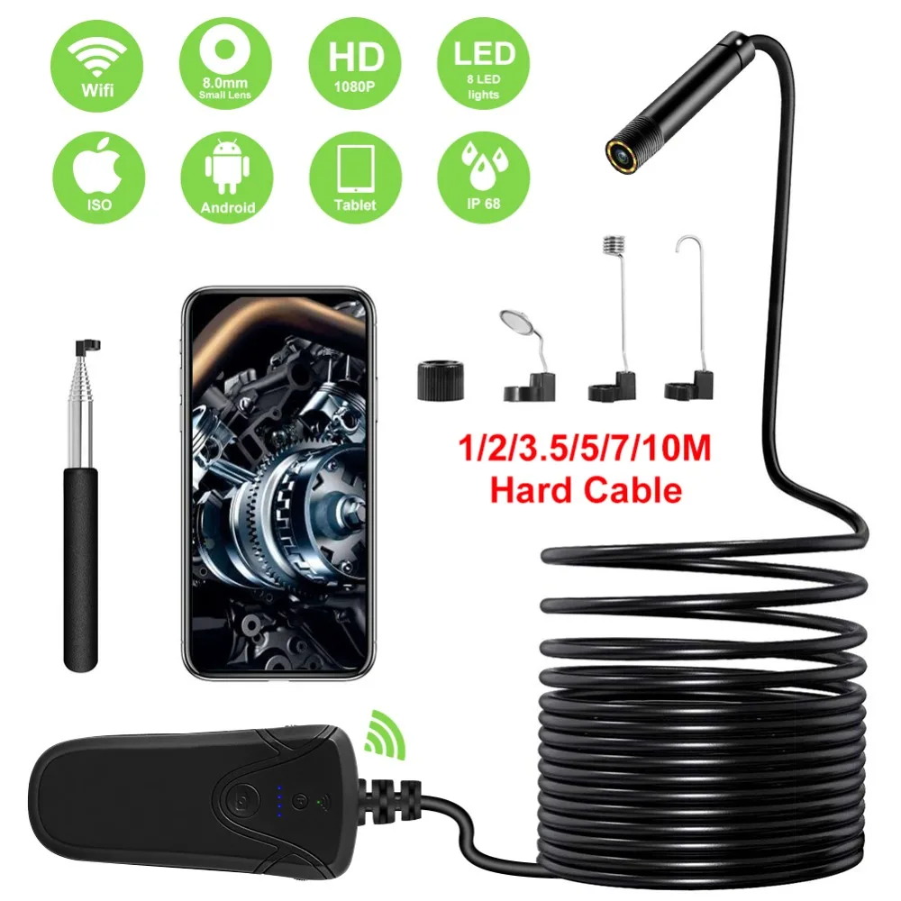 

5.5mm 5MP 1920X1080P Wireless WIFI Endoscope Inspection CMOS Borescope for iphone&android handheld Endoscope 3in1 usb Otoscope