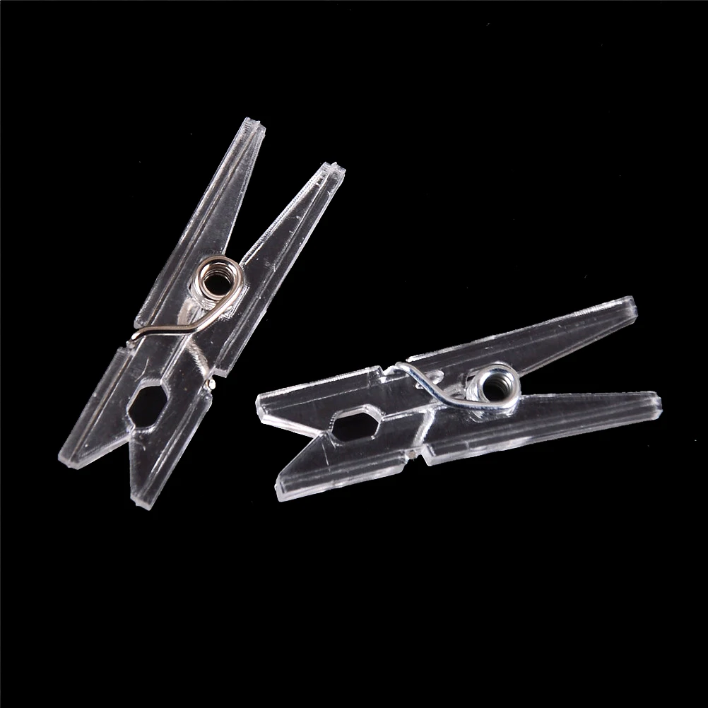 20 PCS 25mm Quality Mini Spring Clear Transparent ClipsPeg Pin Clothespin Craft Clips Clothes Photo Paper Party Home Decoration