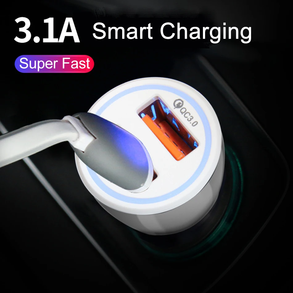 For Samsung S10 S9 S8 note 10 9 8 A50 A8 J5 J7 2018 Dual USB Car Charger Quick Charge QC3.0 Auto Mabile Phone 3.1A Fast Charging