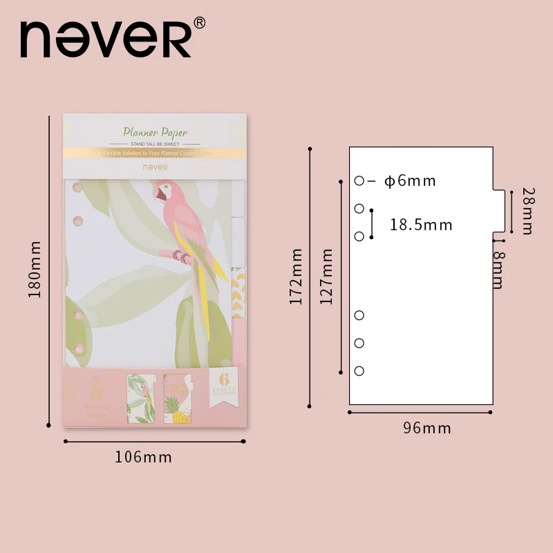 Never Cute Pineapple A6 Notebook Index Divider Spiral Planner Bookmark Accessories Color Filler Paper Refill School Stationery