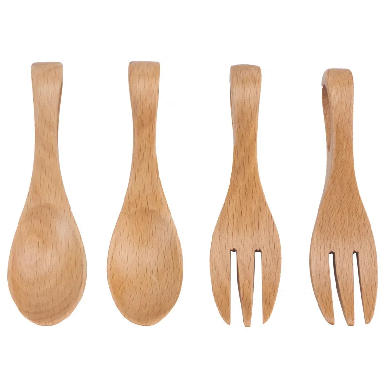 50Set/Lot Wood Portable Tableware Wooden Cutlery Sets Bamboo Fork Travel Dinnerware Suit Environmental Kitchen Tool Wholesale