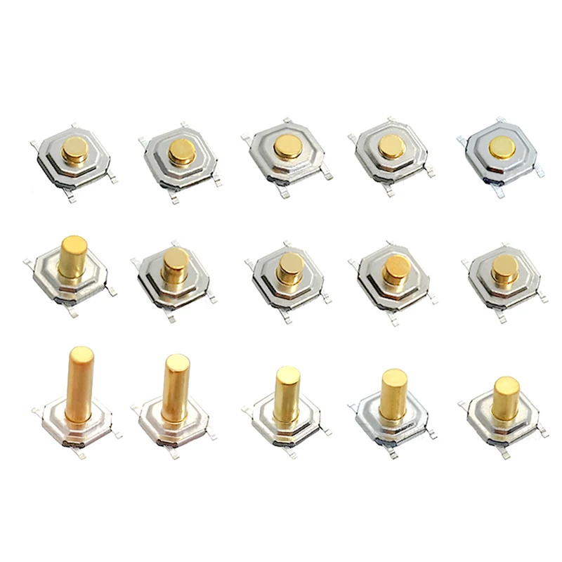 

500pcs 5.2*5.2mm High 4x4x1.5-6.0 high touch tact switch 4PIN Metal SMD Tactile 12V Micro Push Button Switch copper feet