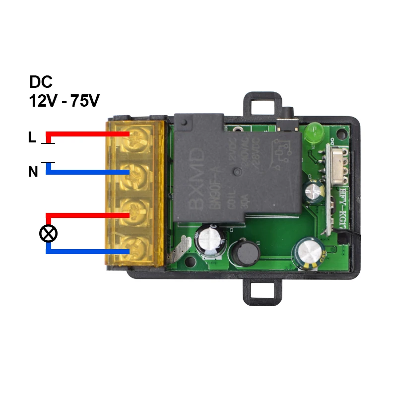 DC 12V 24V Wireless Remote Controller Switch AC 220V 110V MAX 40A Universal Relay Receiver Module Wide Voltage 433Mhz EV1527