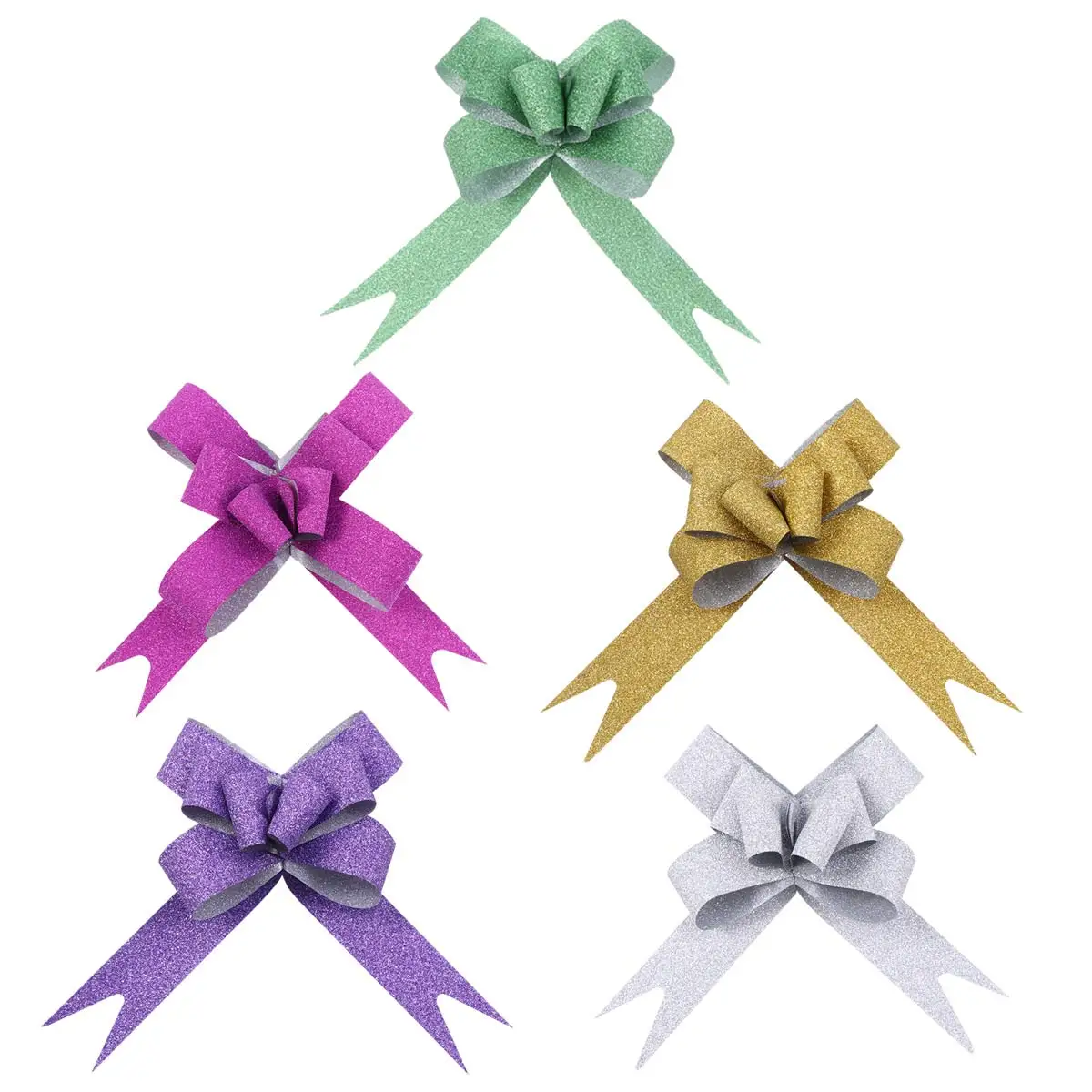 100pcs Glitter Pull Bows Gift Knot Ribbons String Bows for Gift Wrapping Flower Basket Wedding New Year Christmas Decoration