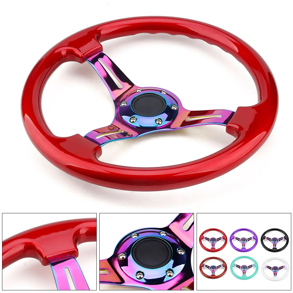 New arrival universal 350mm 14inch classic ABS car sport steering wheel with neo chrome spokes