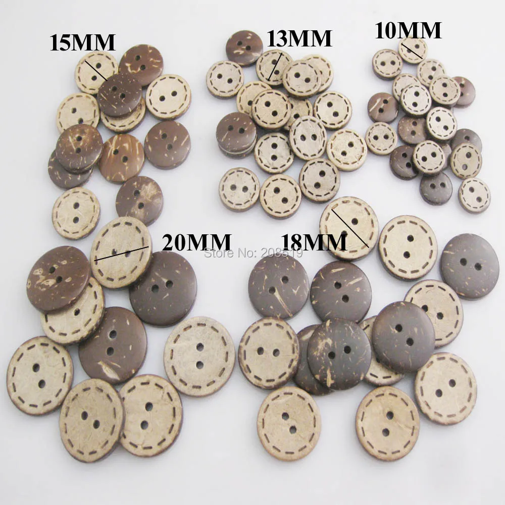 WBNNKL 10MM/15MM/20MM Round Shape Classic Natural Coconut Buttons For Garment 50Pcs Kids Shirt Sewing Accessories