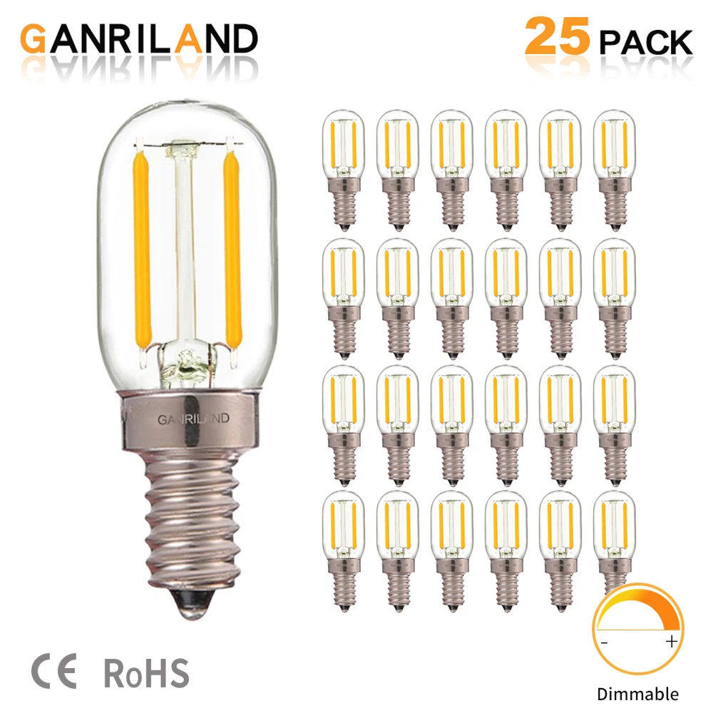 

E12 E14 T20 Radio Refrigerator Lamp Retro LED Dimmable Light Bulb 1W 220V Warm 2200K 10W Equivalent Vintage Tube Night Bulb