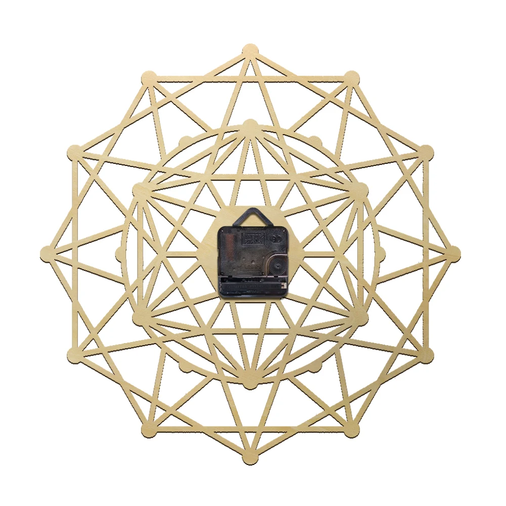 Kaleidoscope Decorative Wall Clock Geometric Wooden Clock Silent Movement Farmhouse Style Rustic Wall Decor Housewarming Gift