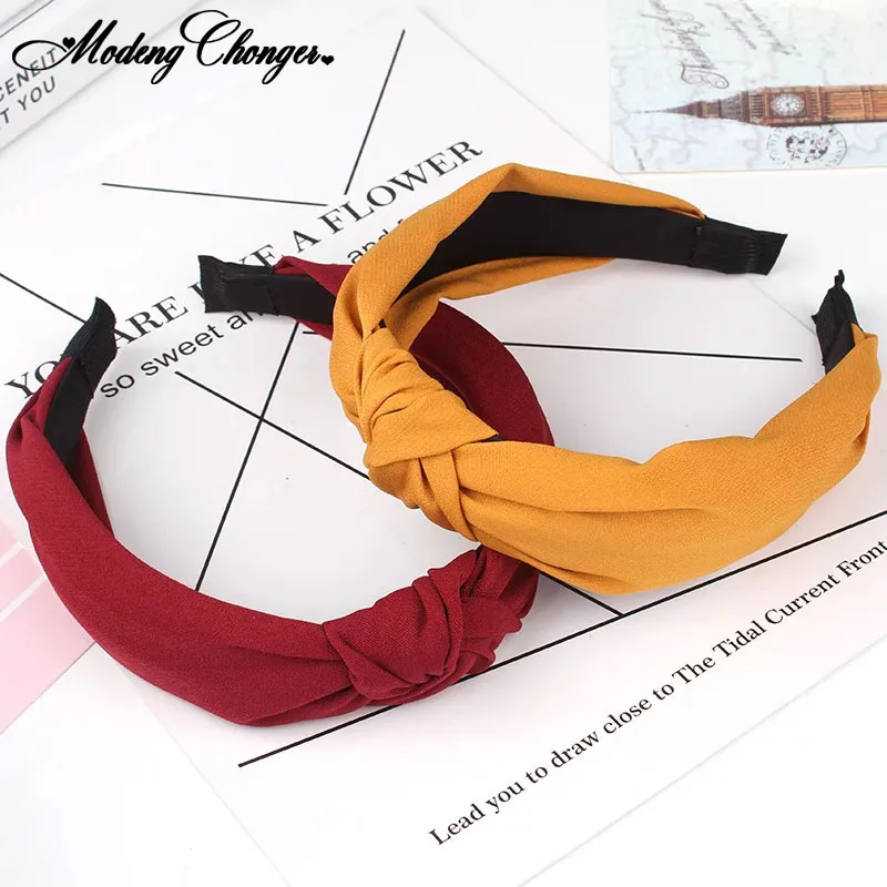 Non-slip Toothed Solid Color High Quality Hairbands Turban Hair Bezel For Women Elastic Headband  Intermediate Knot Hair Accesso