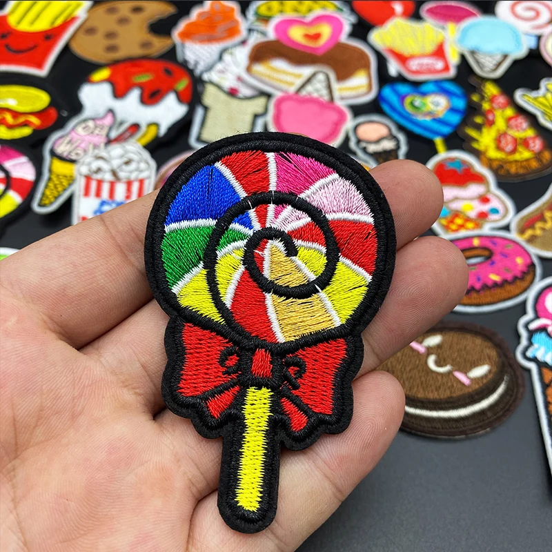 37pcs/lot Cake Ice Cream patches Embroidered Iron On Cartoon Sweet Food Appliques DIY Fashion Clothes Bags Jeans Stickers Badge