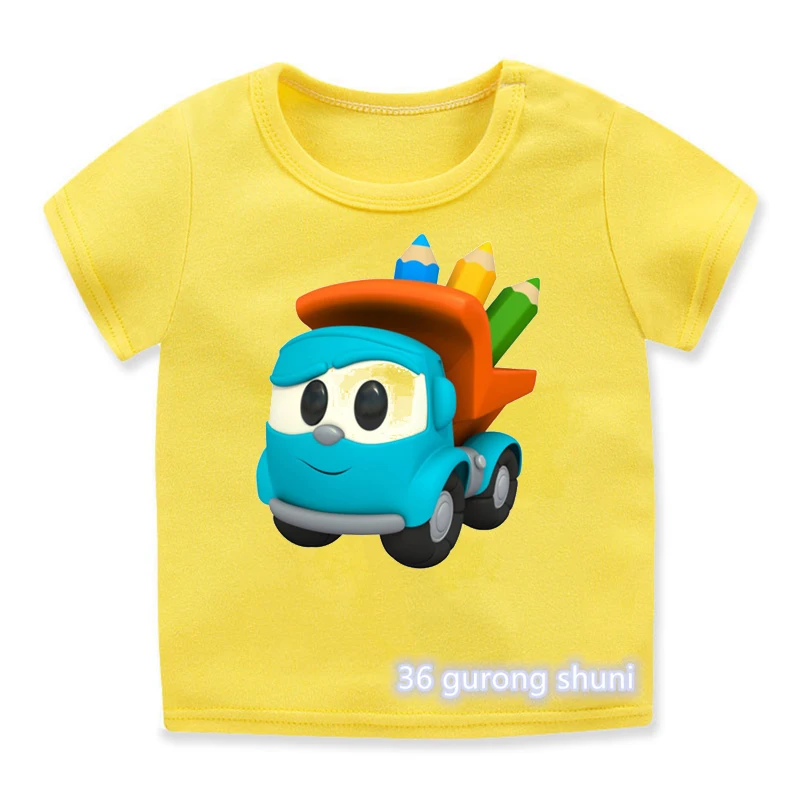 T-Shirt For Boys Cute Leo The Truck Tv Show Cartoon Print Children\'S T Shirt Funny Toddler Baby Tshirts Casual Kids Yellow Shirt
