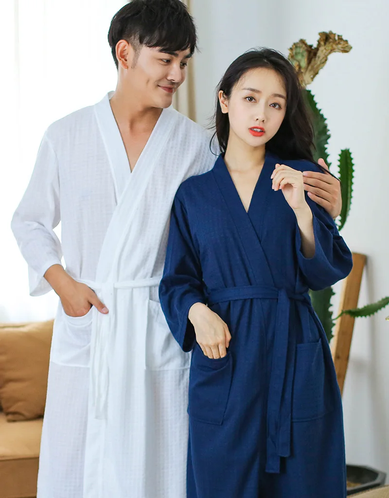 

Summer Simple Style Robe Pajamas Women or Man Couple Water Absorption And Quick Dry Bathrobe Home Clothes Sleep Lounge Wear