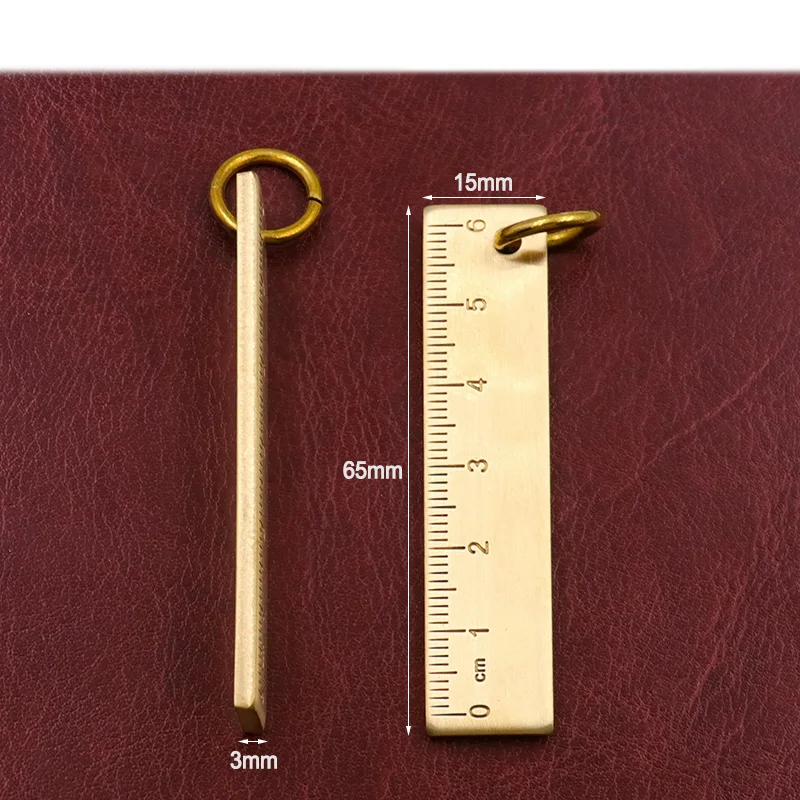 두꺼운 황동 금속 눈금자, 구리 키 펜던트, 번호판, 도면 용품, 미니 눈금자, 6cm, 3mm