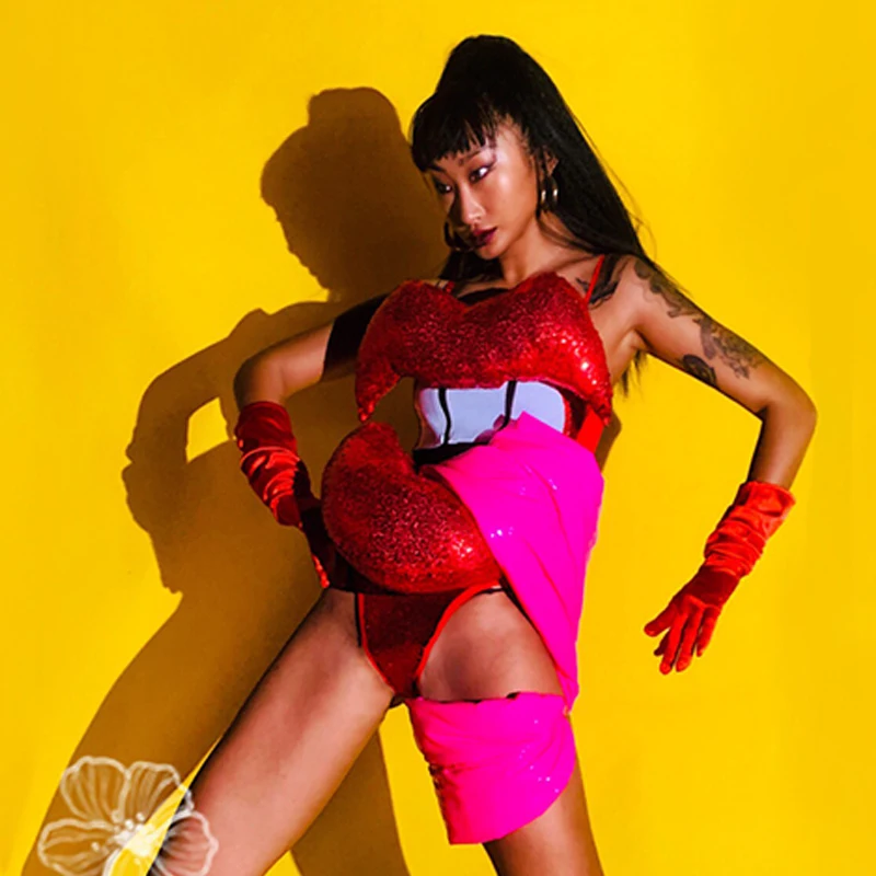 Wlwear-Costume de scène de phtalperformance pour femme, tenue de festival de dessin animé créatif, tenue de rave, discothèque, vêtements de danse en