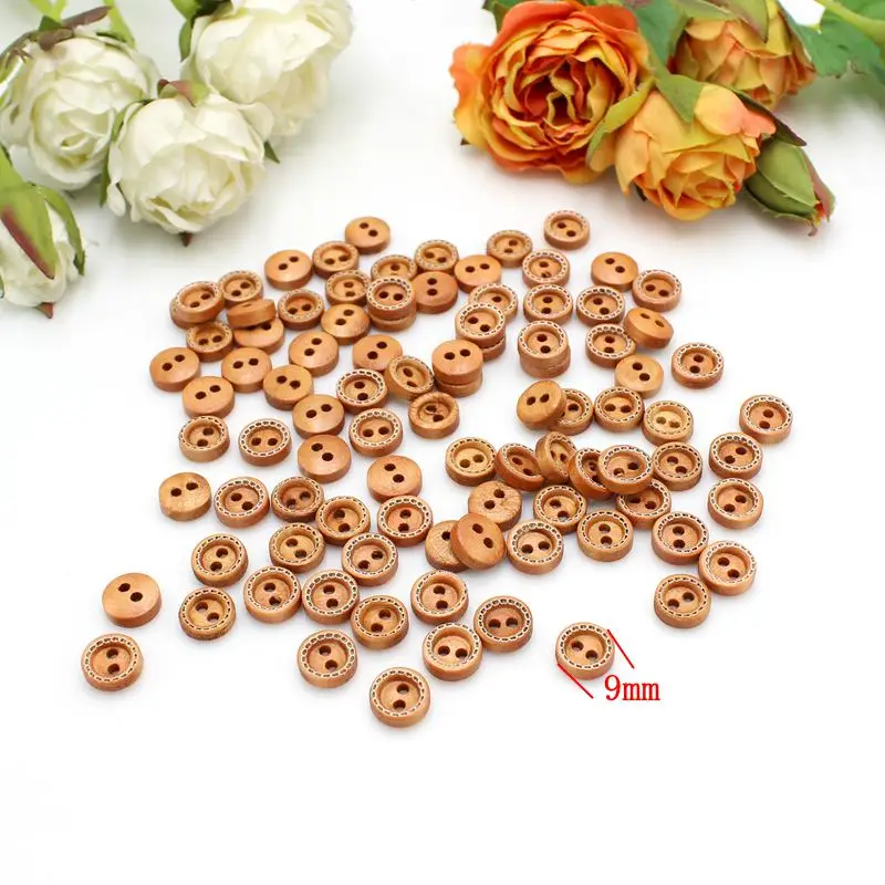 100pcs or 200pcs/lot Mix mini buttons for doll craft scrapbooking wood small buttons 9mm -10mm diy crafts Supplies Home Decor