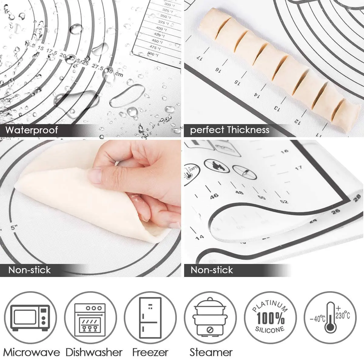 Tapis De Pétrissage En Silicone Antiadhésif Avec échelles, Outils De Cuisson Pour Pates Et Patisseries Accessoires De Cuisine Rouge 86197168