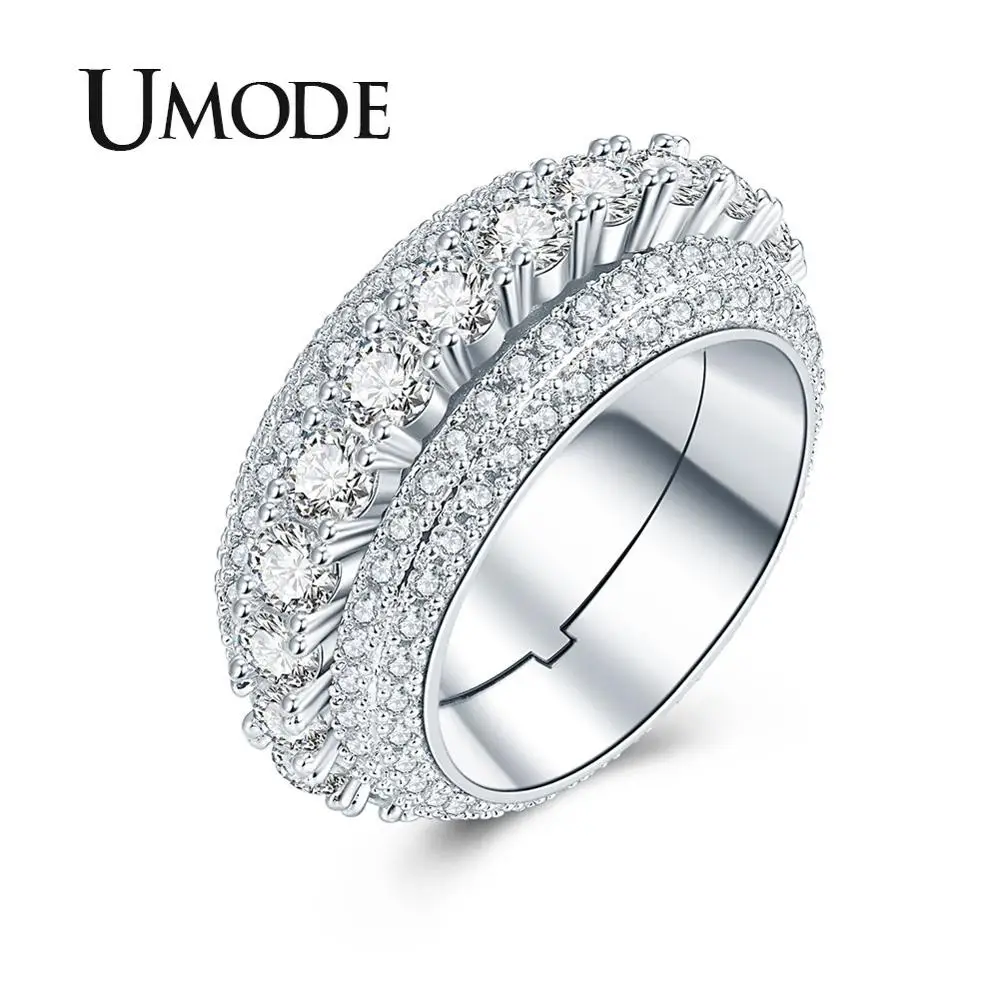 UMODE Rotatable Rings for Women Trendy Zircon Finger Rings Wedding Rings Femme Luxury Engagement Jewelry Drop Shipping UR0573